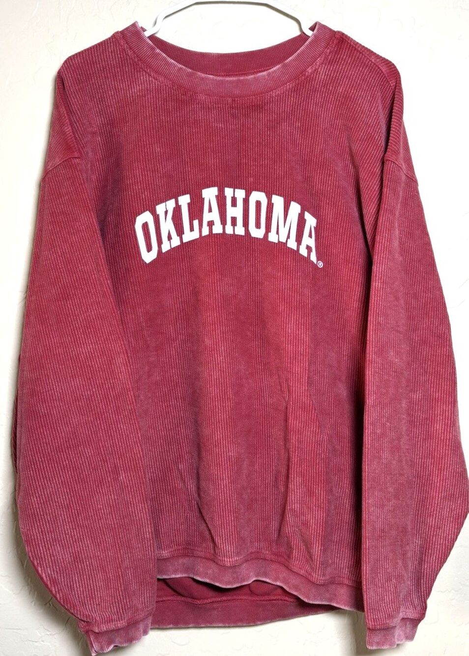 Chicka-d Oklahoma Sooners Sweatshirt Womens L Red Corded Oversized Pullover
